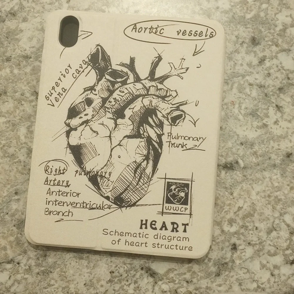 iPad 10th generation cover. Human heart cover design. Cream color